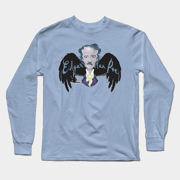 Edgar Allan Poe Long Sleeve T-Shirt by MyOcto